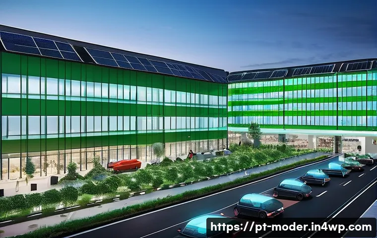 지속가능한 공급망 관리의 핵심 요소 - **Prompt:** A bustling, futuristic logistics hub at dawn, showcasing a perfectly optimized and susta...
